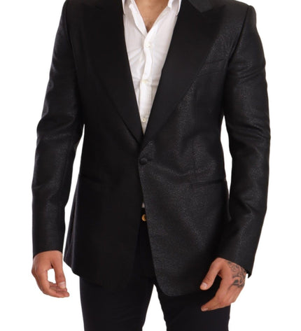 Dolce &amp; Gabbana Giacca blazer slim fit elegante nera metallizzata