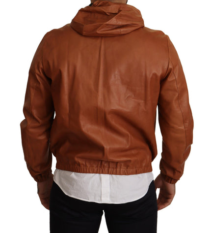 Dolce & Gabbana Elegant Brown Leather Bomber Jacket