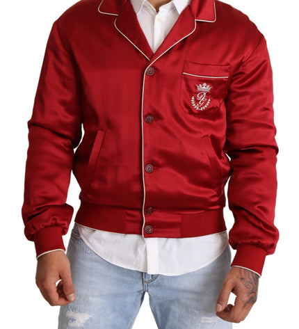 Dolce & Gabbana Sumptuous Silk Red Bomber Jacket