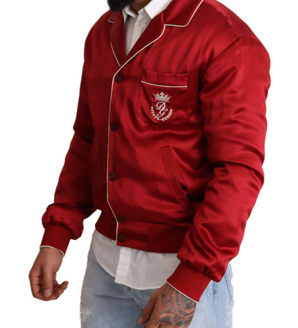 Dolce & Gabbana Sumptuous Silk Red Bomber Jacket