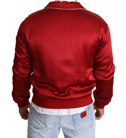 Dolce & Gabbana Sumptuous Silk Red Bomber Jacket