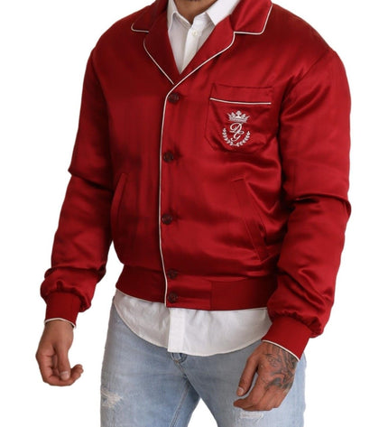 Dolce & Gabbana Sumptuous Silk Red Bomber Jacket