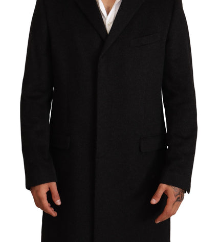 Dolce &amp; Gabbana Elegante Cappotto Lungo Grigio in Puro Cashmere