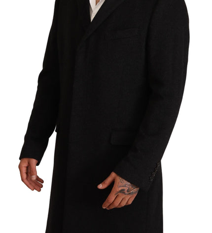 Dolce & Gabbana Elegant Gray Long Overcoat in Pure Cashmere