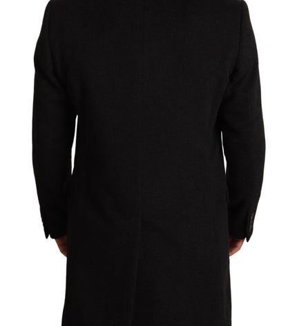 Dolce &amp; Gabbana Elegante Cappotto Lungo Grigio in Puro Cashmere