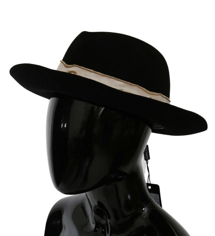 Dolce & Gabbana Elegant Black Lapin Wide Brim Panama Hat