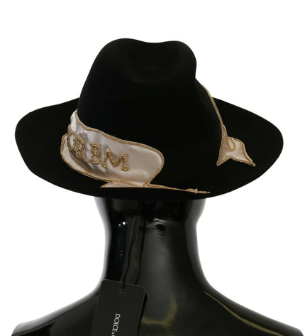 Dolce & Gabbana Elegant Black Lapin Wide Brim Panama Hat