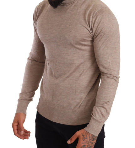 Dolce & Gabbana Beige Turtleneck Cashmere-Silk Blend Sweater