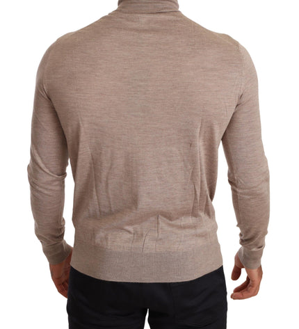 Dolce & Gabbana Beige Turtleneck Cashmere-Silk Blend Sweater