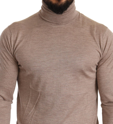 Dolce & Gabbana Beige Turtleneck Cashmere-Silk Blend Sweater