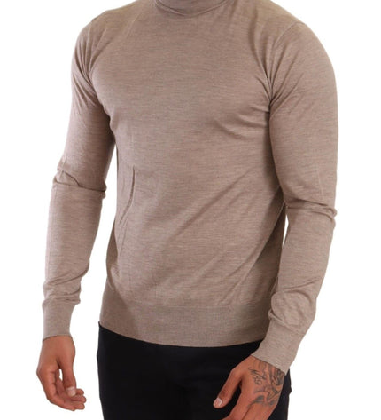 Dolce & Gabbana Beige Turtleneck Cashmere-Silk Blend Sweater