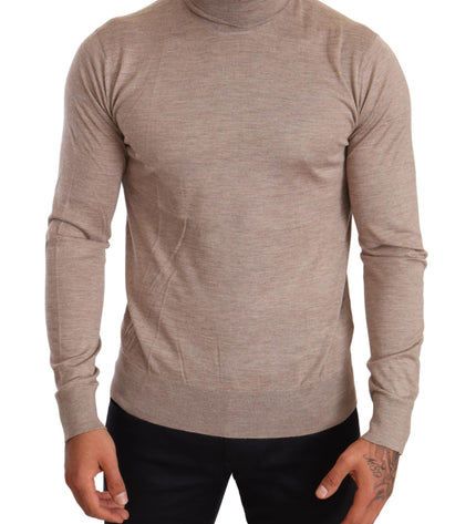 Dolce & Gabbana Beige Turtleneck Cashmere-Silk Blend Sweater