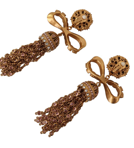 Dolce & Gabbana Elegant Antique Gold Bow Earrings