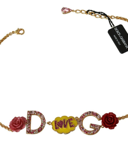 Dolce & Gabbana Gold Crystal Charm Statement Necklace