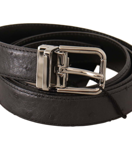 Dolce & Gabbana Elegant Black Leather Belt with Silver Buckle