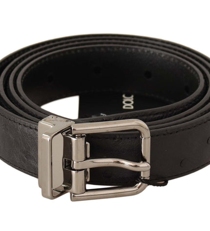 Dolce & Gabbana Elegant Black Leather Belt with Silver Buckle