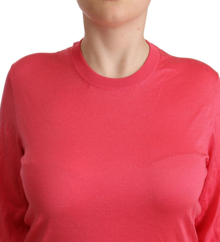 Dolce &amp; Gabbana Elegante Maglione Girocollo In Seta Rosa