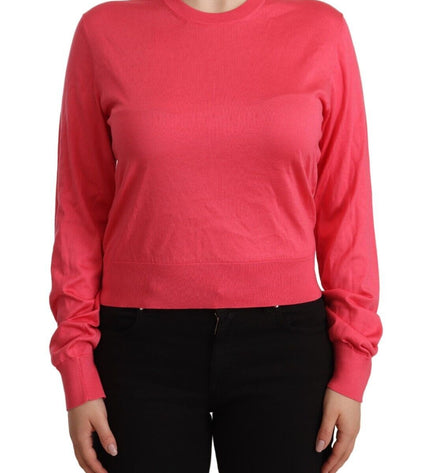 Dolce &amp; Gabbana Elegante Maglione Girocollo In Seta Rosa