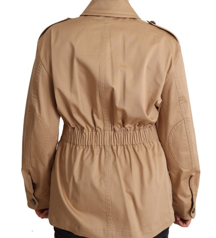 Dolce & Gabbana Chic Beige Button Down Coat with Embellishments