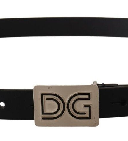 Dolce & Gabbana Elegant Black Leather Belt with Silver Buckle