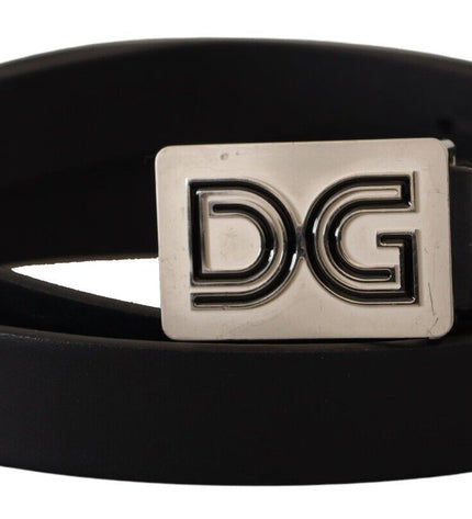 Dolce & Gabbana Elegant Black Leather Belt with Silver Buckle