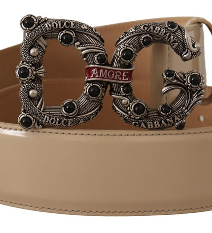 Dolce & Gabbana Vintage-Brass Logo Pearl Embellished Belt