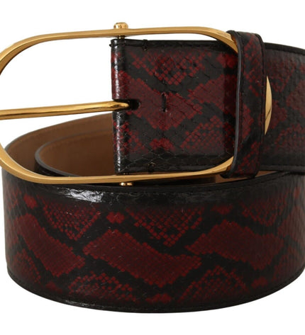 Dolce & Gabbana Elegant Red Python Leather Belt with Gold Buckle