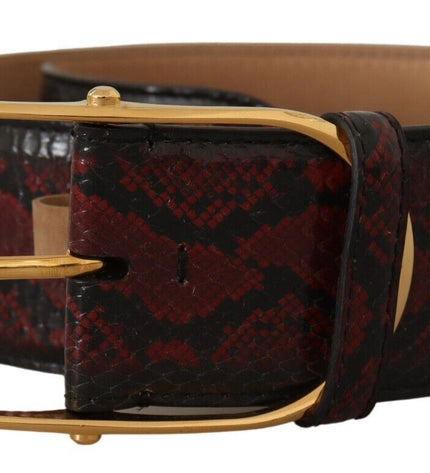 Dolce & Gabbana Elegant Red Python Leather Belt with Gold Buckle