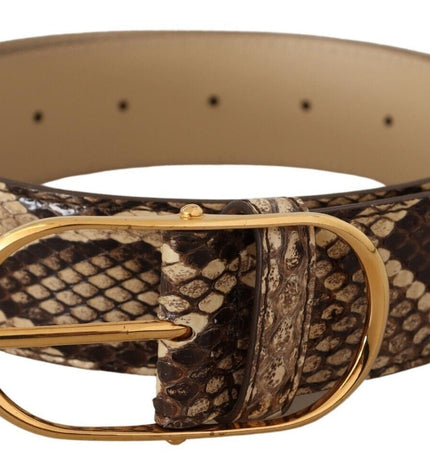 Dolce & Gabbana Elegant Phyton Leather Belt with Gold Buckle