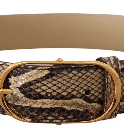 Dolce & Gabbana Elegant Phyton Leather Belt with Gold Buckle