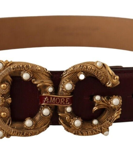 Dolce & Gabbana Elegant Bordeaux Leather Amore Belt