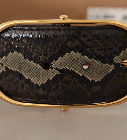 Dolce & Gabbana Elegant Snakeskin Belt with Gold Oval Buckle