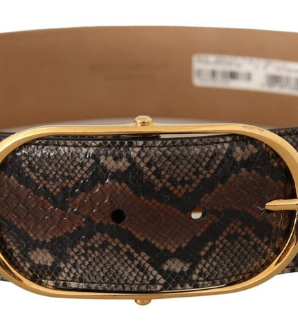 Dolce & Gabbana Elegant Brown Leather Belt with Gold Buckle