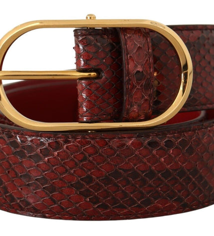 Dolce &amp; Gabbana Elegante cintura in pelle di serpente rossa