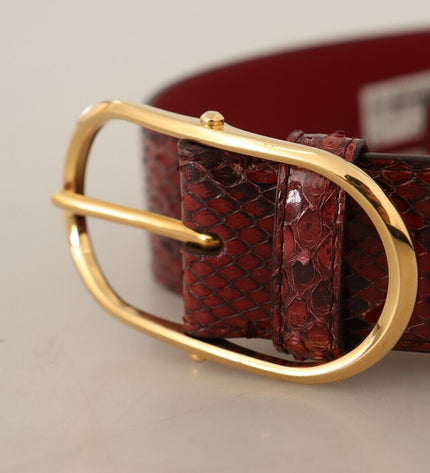 Dolce &amp; Gabbana Elegante cintura in pelle di serpente rossa