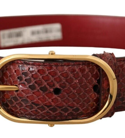 Dolce &amp; Gabbana Elegante cintura in pelle di serpente rossa