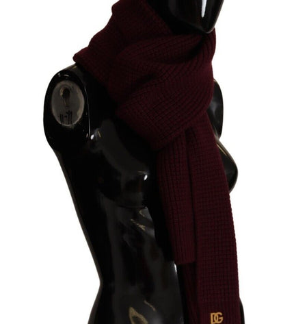 Dolce & Gabbana Elegant Cashmere Knit Scarf in Dark Red