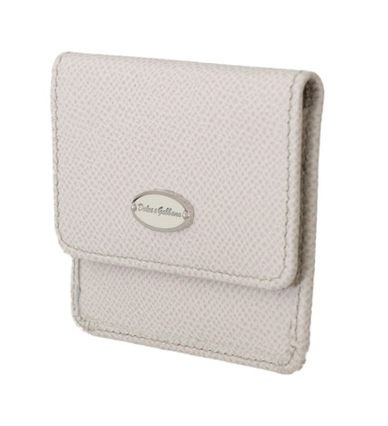 Dolce & Gabbana Chic White Leather Condom Case Wallet