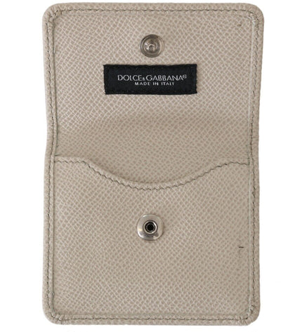 Dolce & Gabbana Chic White Leather Condom Case Wallet