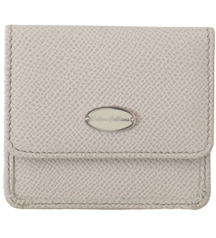 Dolce & Gabbana Chic White Leather Condom Case Wallet