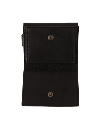 Dolce & Gabbana Elegant Black Leather Trifold Multi Kit