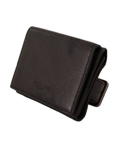 Dolce & Gabbana Elegant Black Leather Trifold Multi Kit