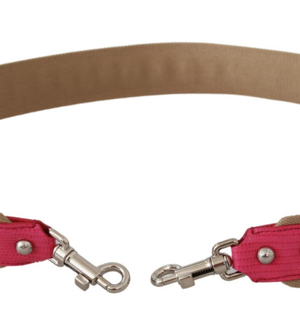 Dolce & Gabbana Pink Leather Shoulder Strap with Silver Details