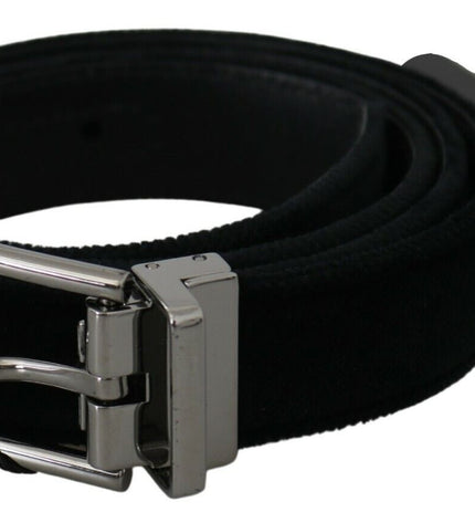 Dolce & Gabbana Elegant Black Leather Belt with Velvet Interior