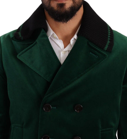 Dolce & Gabbana Elegant Velvet Double Breasted Overcoat