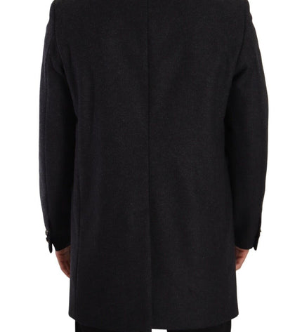 Dolce & Gabbana Elegant Dark Grey Woolen Overcoat