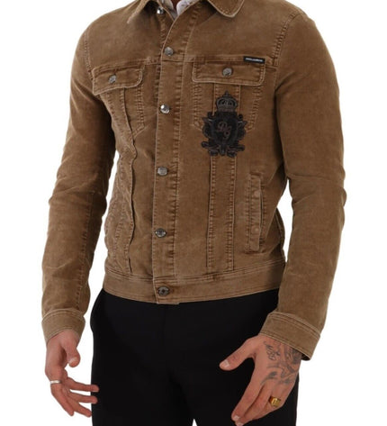 Dolce & Gabbana Elegant Corduroy Logo Jacket