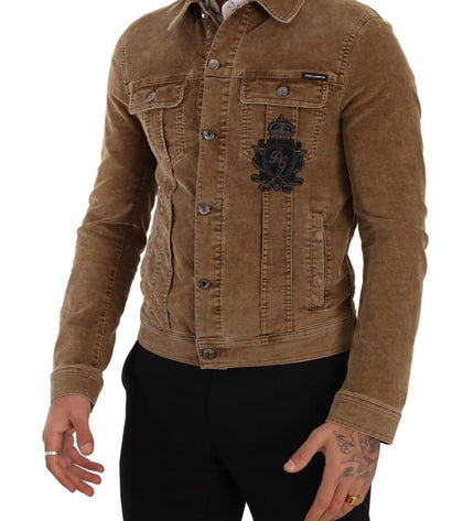 Dolce & Gabbana Elegant Corduroy Logo Jacket