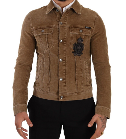 Dolce & Gabbana Elegant Corduroy Logo Jacket