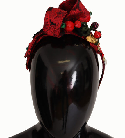 Dolce &amp; Gabbana Diadema Rosso Decorato Ciliegia Sicilia